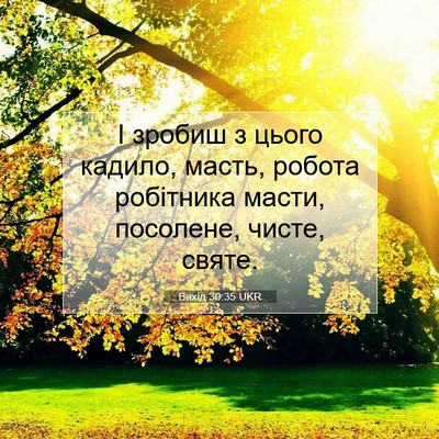 Picture 07 - Вихід 30:35 UKR - І зробиш з цього кадило, - Bible Verse Picture
