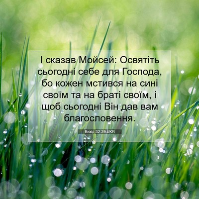 Picture 07 - Вихід 32:29 UKR - І сказав Мойсей: Освятіть - Bible Verse Picture