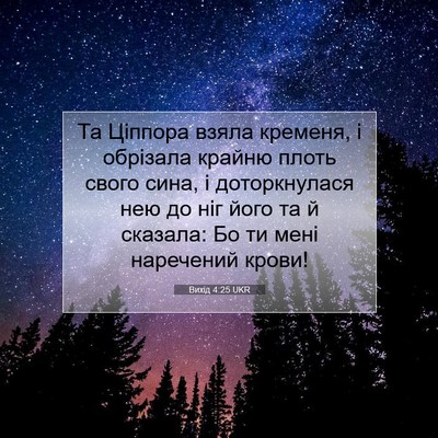 Picture 07 - Вихід 4:25 UKR - Та Ціппора взяла кременя, і - Bible Verse Picture