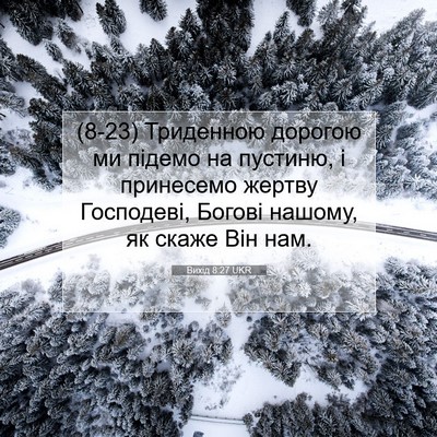 Picture 07 - Вихід 8:27 UKR - (8-23) Триденною дорогою ми - Bible Verse Picture