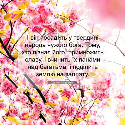 Picture 07 - Даниїл 11:39 UKR - І він посадить у твердині - Bible Verse Picture