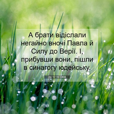 Picture 07 - Дії 17:10 UKR - А брати відіслали негайно - Bible Verse Picture