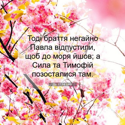 Picture 07 - Дії 17:14 UKR - Тоді браття негайно Павла - Bible Verse Picture