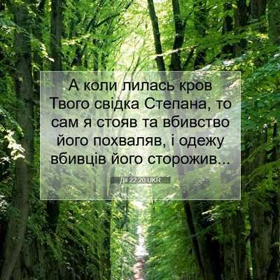 Picture 07 - Дії 22:20 UKR - А коли лилась кров Твого - Bible Verse Picture