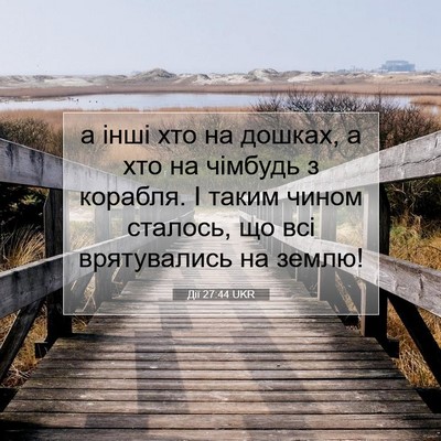 Picture 07 - Дії 27:44 UKR - а інші хто на дошках, а хто - Bible Verse Picture