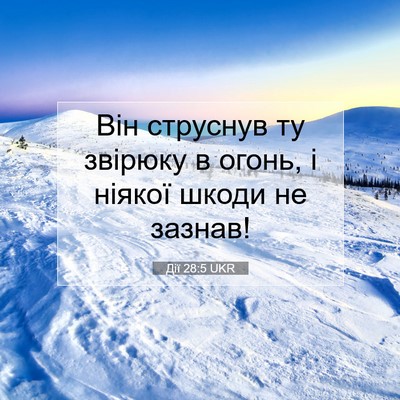 Picture 07 - Дії 28:5 UKR - Він струснув ту звірюку в - Bible Verse Picture