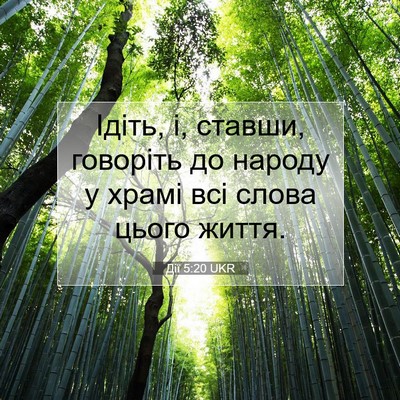 Picture 07 - Дії 5:20 UKR - Ідіть, і, ставши, говоріть - Bible Verse Picture