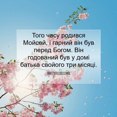 Picture 07 - Дії 7:20 UKR - Того часу родився Мойсей, і - Bible Verse Picture
