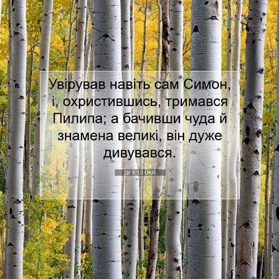 Picture 07 - Дії 8:13 UKR - Увірував навіть сам Симон, - Bible Verse Picture