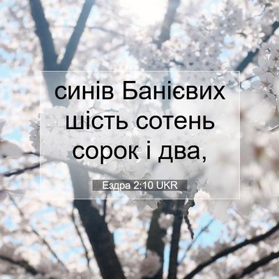 Picture 07 - Ездра 2:10 UKR - синів Банієвих шість - Bible Verse Picture