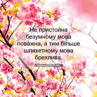 Picture 07 - Екклезіяст 17:7 UKR - Не пристойна безумному - Bible Verse Picture