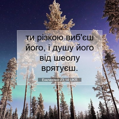 Picture 07 - Екклезіяст 23:14 UKR - ти різкою виб'єш його, і - Bible Verse Picture