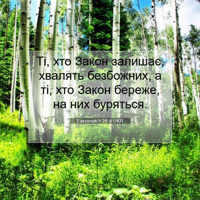 Picture 07 - Екклезіяст 28:4 UKR - Ті, хто Закон залишає, - Bible Verse Picture