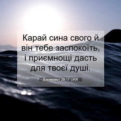 Picture 07 - Екклезіяст 29:17 UKR - Карай сина свого й він тебе - Bible Verse Picture