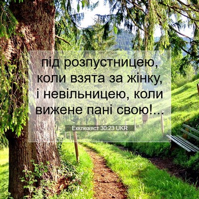 Picture 07 - Екклезіяст 30:23 UKR - під розпустницею, коли - Bible Verse Picture
