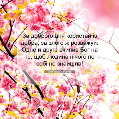 Picture 07 - Екклезіяст 7:14 UKR - За доброго дня користай із - Bible Verse Picture