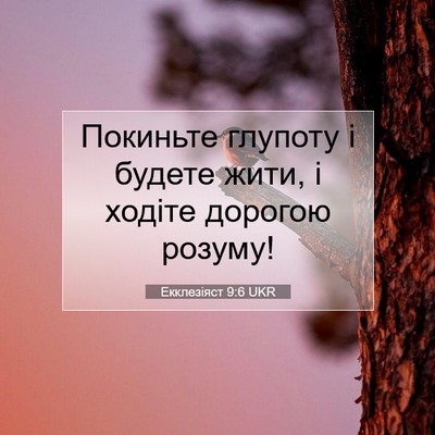 Picture 07 - Екклезіяст 9:6 UKR - Покиньте глупоту і будете - Bible Verse Picture
