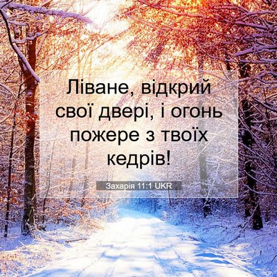 Picture 07 - Захарія 11:1 UKR - Ліване, відкрий свої двері, - Bible Verse Picture
