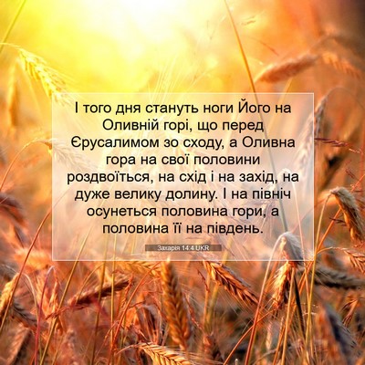 Picture 07 - Захарія 14:4 UKR - І того дня стануть ноги - Bible Verse Picture