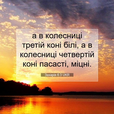 Picture 07 - Захарія 6:3 UKR - а в колесниці третій коні - Bible Verse Picture