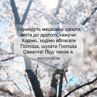 Picture 07 - Захарія 8:21 UKR - І прийдуть мешканці одного - Bible Verse Picture