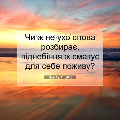 Picture 07 - Йов 12:11 UKR - Чи ж не ухо слова розбирає, - Bible Verse Picture