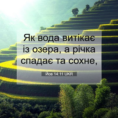 Picture 07 - Йов 14:11 UKR - Як вода витікає із озера, а - Bible Verse Picture