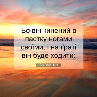 Picture 07 - Йов 18:8 UKR - Бо він кинений в пастку - Bible Verse Picture