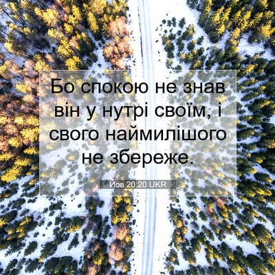Picture 07 - Йов 20:20 UKR - Бо спокою не знав він у - Bible Verse Picture