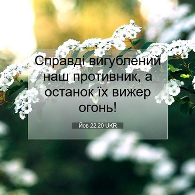 Picture 07 - Йов 22:20 UKR - Справді вигублений наш - Bible Verse Picture