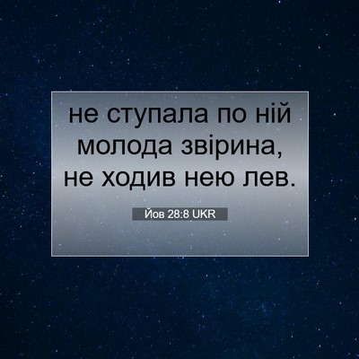 Picture 07 - Йов 28:8 UKR - не ступала по ній молода - Bible Verse Picture