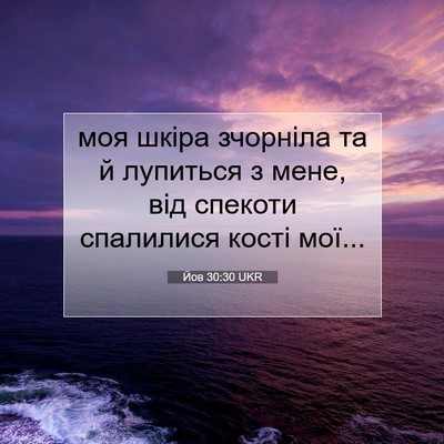 Picture 07 - Йов 30:30 UKR - моя шкіра зчорніла та й - Bible Verse Picture