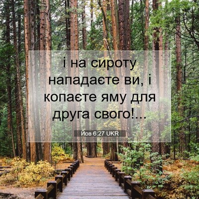 Picture 07 - Йов 6:27 UKR - і на сироту нападаєте ви, і - Bible Verse Picture