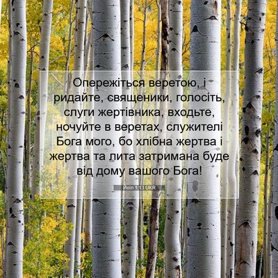 Picture 07 - Йоїл 1:13 UKR - Опережіться веретою, і - Bible Verse Picture
