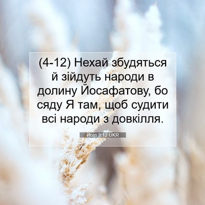 Picture 07 - Йоїл 3:12 UKR - (4-12) Нехай збудяться й - Bible Verse Picture