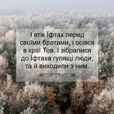 Picture 07 - Книга Суддів 11:3 UKR - І втік Їфтах перед своїми - Bible Verse Picture