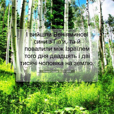 Picture 07 - Книга Суддів 20:21 UKR - І вийшли Веніяминові сини - Bible Verse Picture