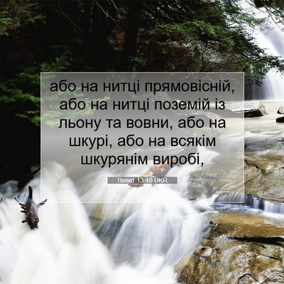 Picture 07 - Левит 13:48 UKR - або на нитці прямовісній, - Bible Verse Picture