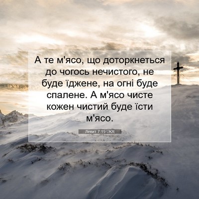 Picture 07 - Левит 7:19 UKR - А те м'ясо, що доторкнеться - Bible Verse Picture