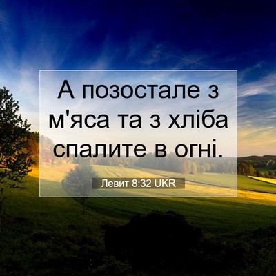 Picture 07 - Левит 8:32 UKR - А позостале з м'яса та з - Bible Verse Picture