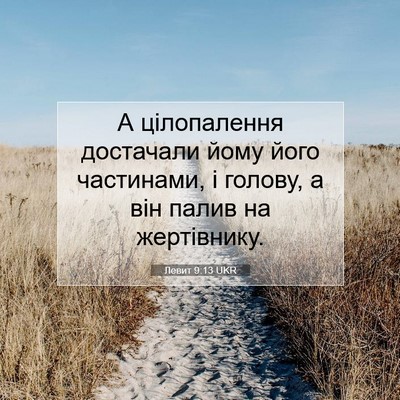 Picture 07 - Левит 9:13 UKR - А цілопалення достачали - Bible Verse Picture