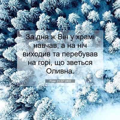 Picture 07 - Луки 21:37 UKR - За дня ж Він у храмі навчав, - Bible Verse Picture