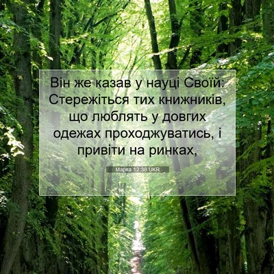 Picture 07 - Марка 12:38 UKR - Він же казав у науці Своїй: - Bible Verse Picture