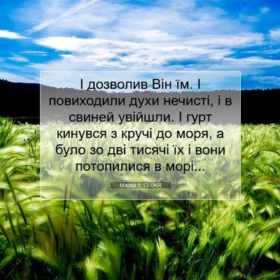 Picture 07 - Марка 5:13 UKR - І дозволив Він їм. І - Bible Verse Picture