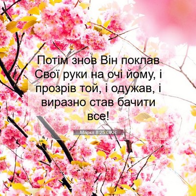 Picture 07 - Марка 8:25 UKR - Потім знов Він поклав Свої - Bible Verse Picture