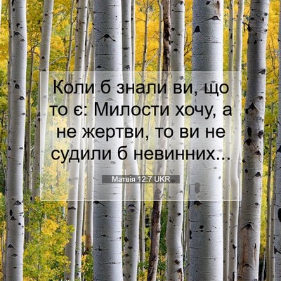 Picture 07 - Матвія 12:7 UKR - Коли б знали ви, що то є: - Bible Verse Picture