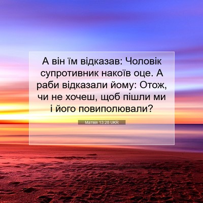Picture 07 - Матвія 13:28 UKR - А він їм відказав: Чоловік - Bible Verse Picture