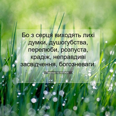 Picture 07 - Матвія 15:19 UKR - Бо з серця виходять лихі - Bible Verse Picture
