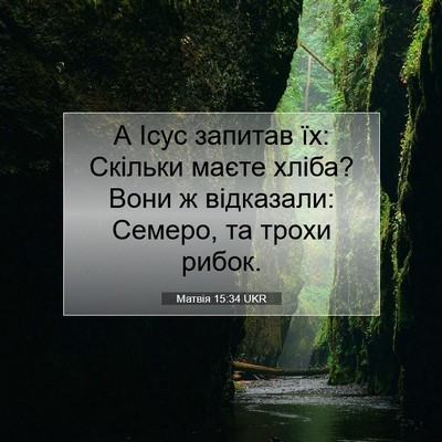 Picture 07 - Матвія 15:34 UKR - А Ісус запитав їх: Скільки - Bible Verse Picture
