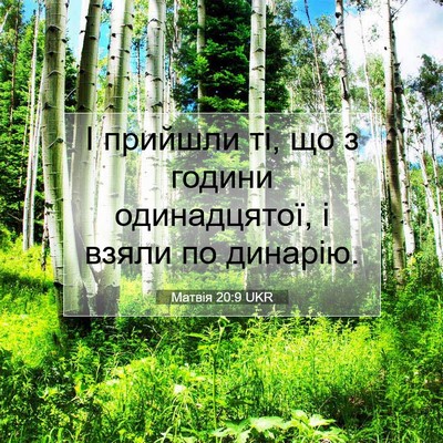 Picture 07 - Матвія 20:9 UKR - І прийшли ті, що з години - Bible Verse Picture